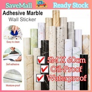 ✨60cmx5meter✨Marble Waterproof Self Adhesive Wallpaper Wardrobe Renovation Sticker | Pelekat Dapur M