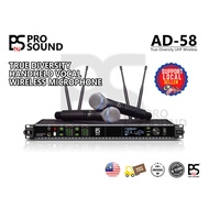 PS PRO SOUND AD-58 Digital True Diversity UHF 2ch Handheld Wireless Microphone System Karaoke Singin