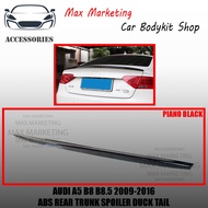 AUDI A5 B8 B8.5 8T8 2009-2016 ABS REAR TRUNK SPOILER DUCKTAIL WITH PAINT (PIANO BLACK) ABS BODYKIT
