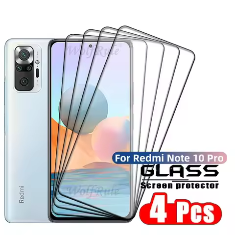 4PCS Full Cover Glass For Redmi Note 10 Pro Glass Xiaomi Redmi Note 10 Pro Tempered Glass 9H Screen 