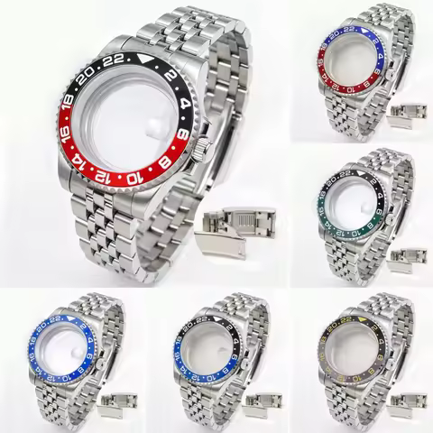 200M Diving Case 40mm Fit NH35 NH36 NH34 GMT Watch Case Jubilee Bracelet Sapphire Glass Slide Buckle