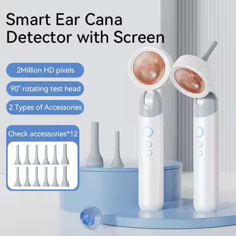 Digital Otoscope Ear Cleaner 3.2mm Ear Wax Camera 4X Zoom 1.38 Inch Screen 1080P HD 90degree Rotatio