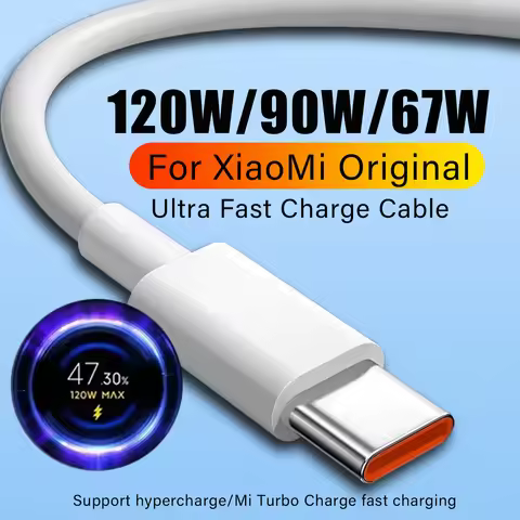 Original For Xiaomi 120W USB Type C Cable 6A 67W Turbo Fast Charging Mi 15 14 13 Fold3 Redmi Note 15