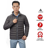 Áo khoác lông vũ màu xám chất liệu cao cấp mềm mịn chống thấm nước chống bám bẩn siêu nhẹ giữ nhiệt 