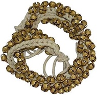 Brass Ghungroo white cotton string Ankle Bells (1.6 CM, 100+100, Pair), 1.6 CM, Brass, no gemstone