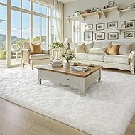 BENRON Fluffy Rugs for Living Room 5x8 Cream White, Washable Large Area Rugs for Bedroom Dining Tabl