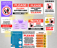 Restroom Toilet CR Bathroom Signages : Please Flush Sign Do not flush tissue sign Keep Clean Signage