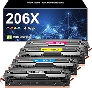 206X High Yield Toner Cartridges 4 Pack (with Chip) Compatible Replacement for 206X 206A for Color P