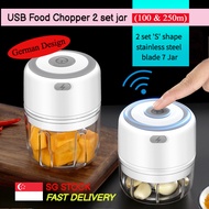USB Food Chopper 2 Jar Set (250+100ml)/Blender Mixer / Vegetable Meat Chilli Grinder
