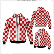 Croatia World Cup Jersey Hoodie Jacket Unisex Football Croatia Bomber Jacket Checkered PatternPolyes