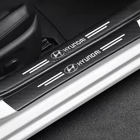 Car Door Sill Sticker Carbon Fiber Decals Threshold Side Anti Scratch Waterproof For Hyundai NLINE V