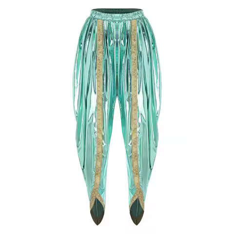 Men Metallic Indian Arabic Prince Cosplay Dhoti Pants Arab Baggy Pants Harem Palazzo Pants for Hallo