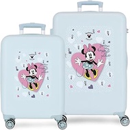 Joumma Disney Minnie My Happy Place Suitcase Set, Blue, 55/65 cm, Rigid, 7.28 kg, Side Combination C