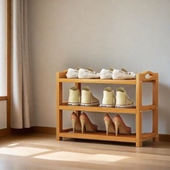 SG stock Bamboo shoe rack shoe rack simple household floor shoe rack multi-layer space saving small shoe cabinet