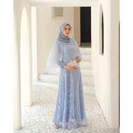 luna dress maxy aura gown tile gamis lebaran- gamis modern-gamis tile - ice blue m