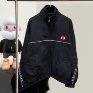 ET9T Balen ''BLCG Double Ring Red Letter Stitching Strip Stand Collar Jacket B Men Women High Versio