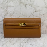 HERMES KELLY TO GO金棕金釦白車線/Z刻