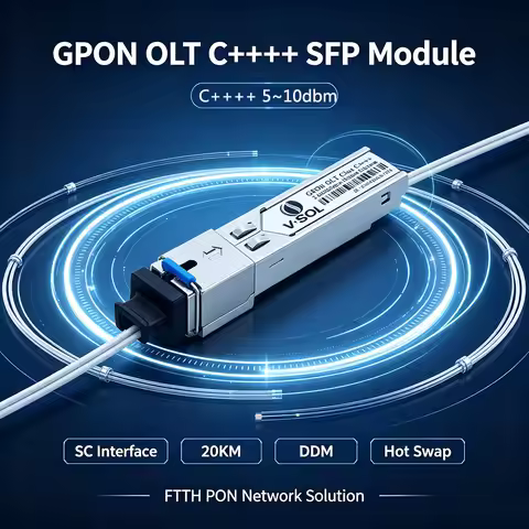 GPON OLT SFP Module C++++ 10dBm SC Connector 2.488G/1.244G 20KM DDM Hot‑Plug Optical Transceiver for