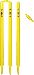 Bratla Cricket wickets with bails - Cricket Stumps Made of Wood, Set of 3 Stumps for Cricket with 2 