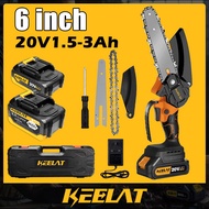 KEELAT 6 Inch Mini Chainsaw Battery Electric Cordless Chain Saw Pruning Gergaji kayu Garden Logging 