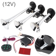 รถ Air Horns 12V Super Loud 8เสียงสไตล์ Alarm 3ทรัมเป็ต Air Horn Compressor Kit สำหรับรถจักรยานยนต์เ