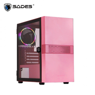 SADES 賽德斯 COLOR SPRITE 彩色精靈 粉紅 玻璃透側機殼 (M-ATX/鋼化玻璃/內建風扇後1/顯卡300mm/塔散165mm)