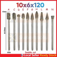 10x6x120mm Tungsten Carbide Burr 6mm Single Double Cut Rotary Porting Tool Mata Porting Mata Korek