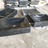 wastafel batu alam marmer hitam kotak pluncur