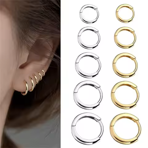 2/8Pcs Fashion Simplicity 316L Stainless Steel Small Hoop Earrings, Cartilage Tragus Conch Forward H