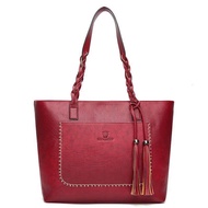 Soft Leather Handbags Women Luxury Fashion Solid Color Tassel Designer Vintage Tote Large Capacity S