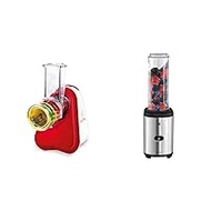 Moulinex DJ756G Fresh Express Plus Electric Schnitzel Mechanism 5 Inserts Including Graters 200 W Red/White &amp; WMF Cult X Mix &amp; Go Mini Smoothie Maker, Blender Electric, Shake Mixer 300 Watt