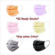 Individually Sealed 10 pcs Grey/Pink/Lavender/Black/Yellow/Orange  Disposable 3-Ply Surgical Face Masks