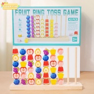 TOBE1 Fruit Ring Toss Game, Learning Through Play Fine Motor Skills Montessori Wooden Beads, Sensory