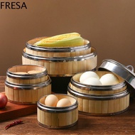 FRESA Steamer Basket With Stainless Steel Handle Gift Idea Bamboo Lid Steam Basket Woven Bamboo Chin