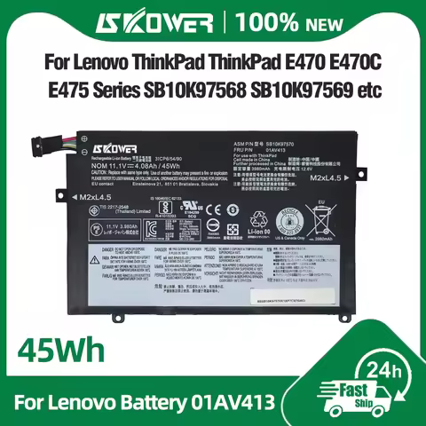 SKOWER 45Wh 01AV413 Laptop battery for Lenovo Thinkpad E470 E475 E470C 01AV411 01AV412 SB10K97569