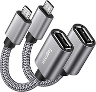 Togconn Micro USB to USB Adapter, Micro USB 2.0 OTG Cable 2 Pack, Nylon Braided, Aluminum Shells, US