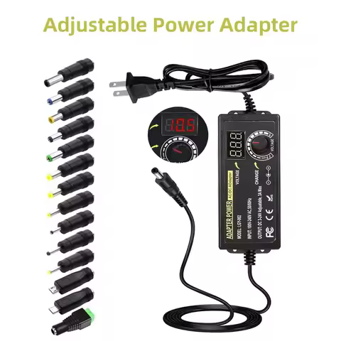 3V-24V 3A 72W Adjustable Power Adapter, Multi-Voltage 100V-240V AC to DC 9V 12V 15V 16V 18V 19V 20V 