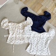 Asley polka dot shirt with puff sleeves and lace trim