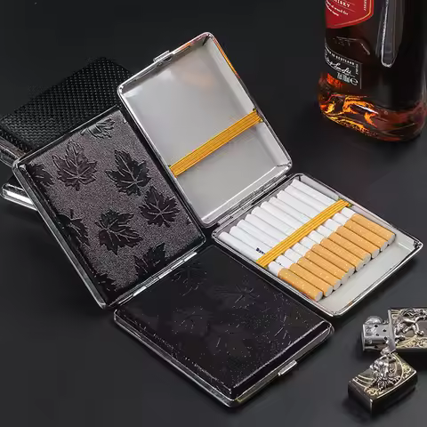 20pcs Leather Cigarette Box Cigar Case Men 100mm Hand Cigarette Small Cigar Smoking Case Portable Me