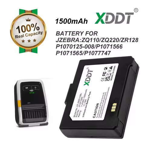 XDDT Portable Printer Battery 1500mAh P1070125-008, P1071566, P1071565, P1077747 for Zebra ZQ110, ZQ