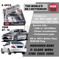 NGK Premium RX Spark Plug - Mercedes Benz W204 C Class C180 C200 C250 1.8L M271 Kompressor CGI ( Yea