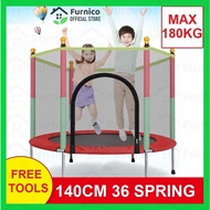 140CM Trampoline Kids &amp; Adult Fitness Bouncer Enclosure Net Pad Outdoor Exercise Max Jumping Bed Capacity 200kg