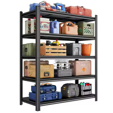 Metal Storage Shelves, 5-Tier 72" H x 45.3" W x 15.7" D Garage Shelving Unit, Heavy Duty & Adjustabl