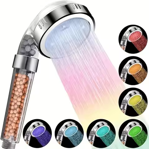 LED 3/7 Colors Shower Head Automatically Color-Changing LED Shower Light Water Saving Shower Head Ba