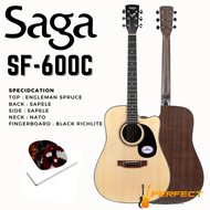 กีตาร์โปร่ง SAGA SF600C กีตาร์โปร่ง ซาก้า รุ่น SF600C ไปพร้อมกับกระเป๋า+ปิ๊ก+ประแจ พร้อม Set up+ตั้ง