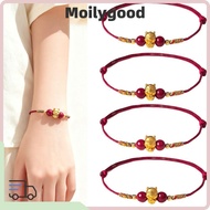 MOILYMY Lucky Horse Bracelet, 999 Sliver Gold Color Horse Beaded Bracelet, Trendy Auspicious Meaning