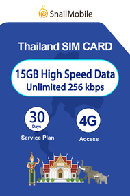 SnailMobile Thailand Travel SIM Card 30 Days 15GB 4G/LTE + Unlimited Data