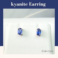 Kyanite Earring ต่างหูพลอยไคยาไนท์ ต่างหูเงินแท้925 ประดับพลอยไคยาไนท์