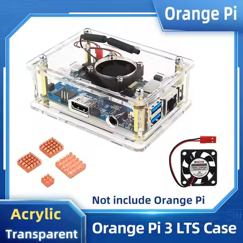 Orange Pi 3 LTS Case Acrylic Shell Tranparent Enclosure Optional Copper Heat Sink Cooling Fan for OP