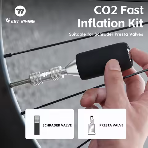 WEST BIKING Bike CO2 Inflator Kit Mini MTB Road Presta Schrader Valve Bicycle Tire Pump For Vacuum T